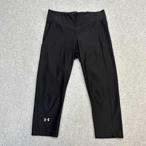 Under Armour Heatgear Compression Leggings Womens M Black Pull On Capri Stretchy - Picture 1 of 11